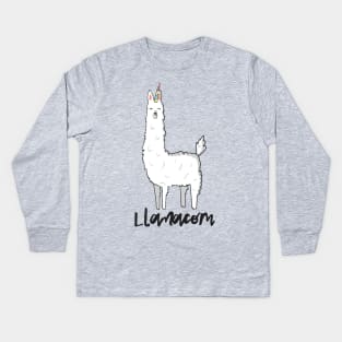 Llamacorn, Funny Llama With Unicorn Horn T Shirt Kids Long Sleeve T-Shirt